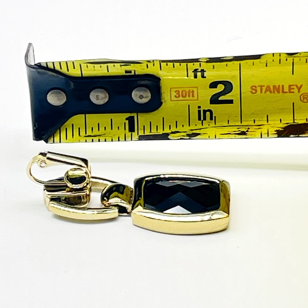 Anne Klein Signed Earrings Black Faceted Bead Gold Tone Dangle Clip On Statement - Picture 5 of 11